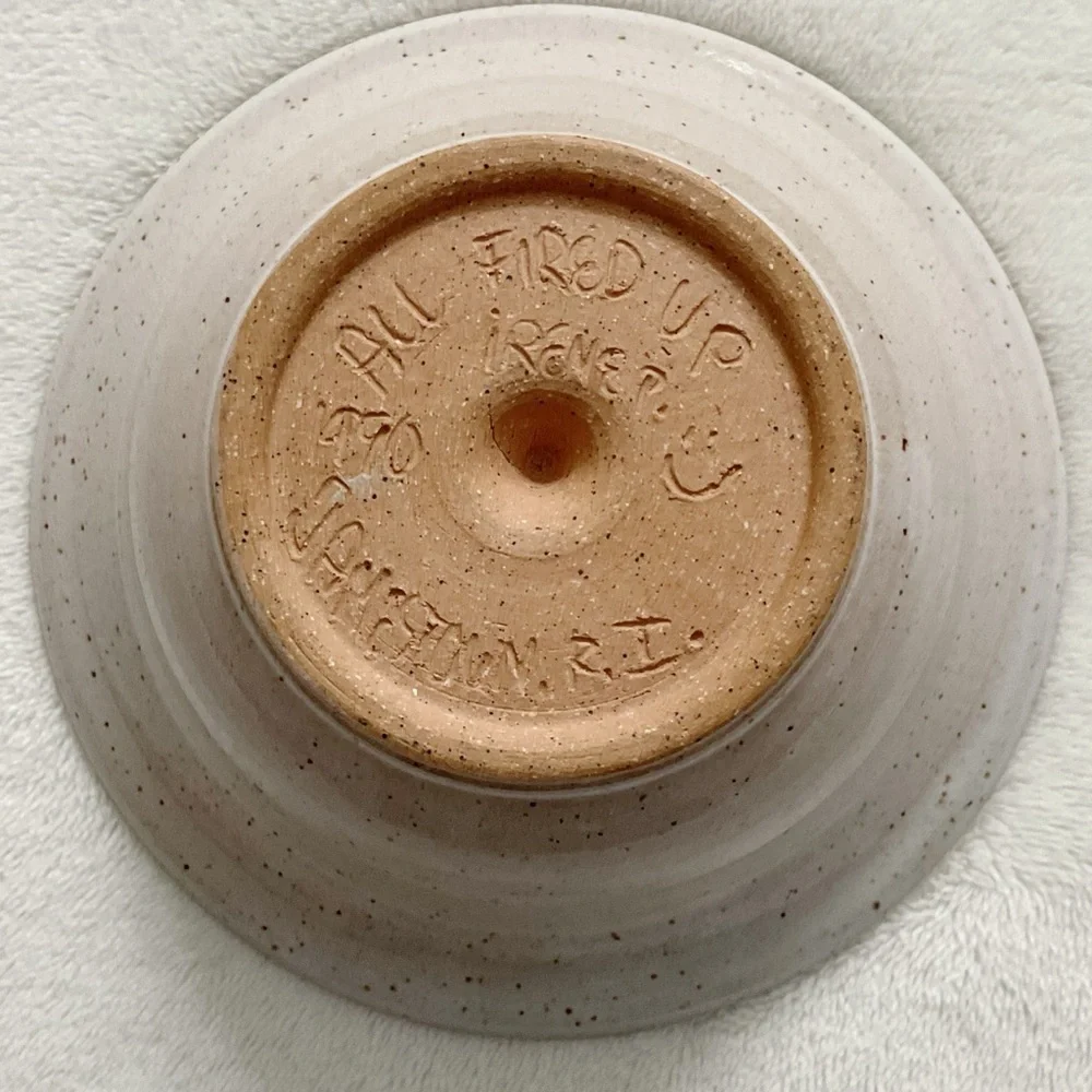 Vintage Studio Pottery Ring Holder Dish Signed Jamestown RI 1990